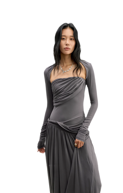Twist Bandeau A-Line Maxi Dress