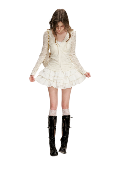 Textured Hooded Knit Cardigan