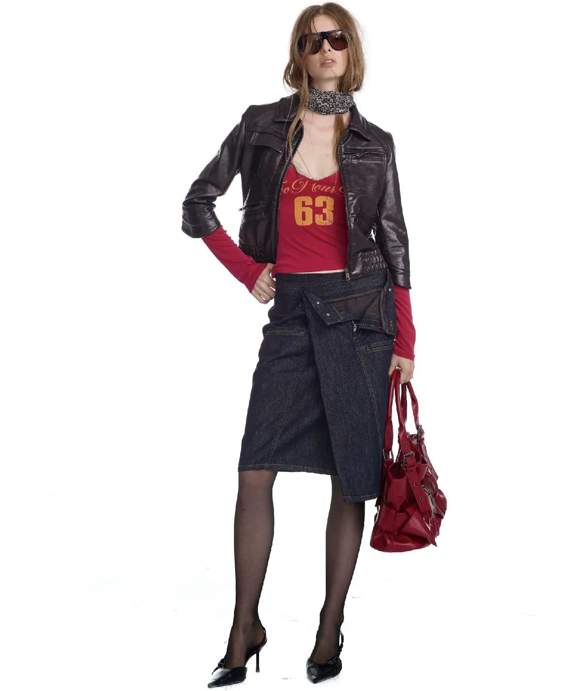 Washed Leather Cropped Cargo Jacket
