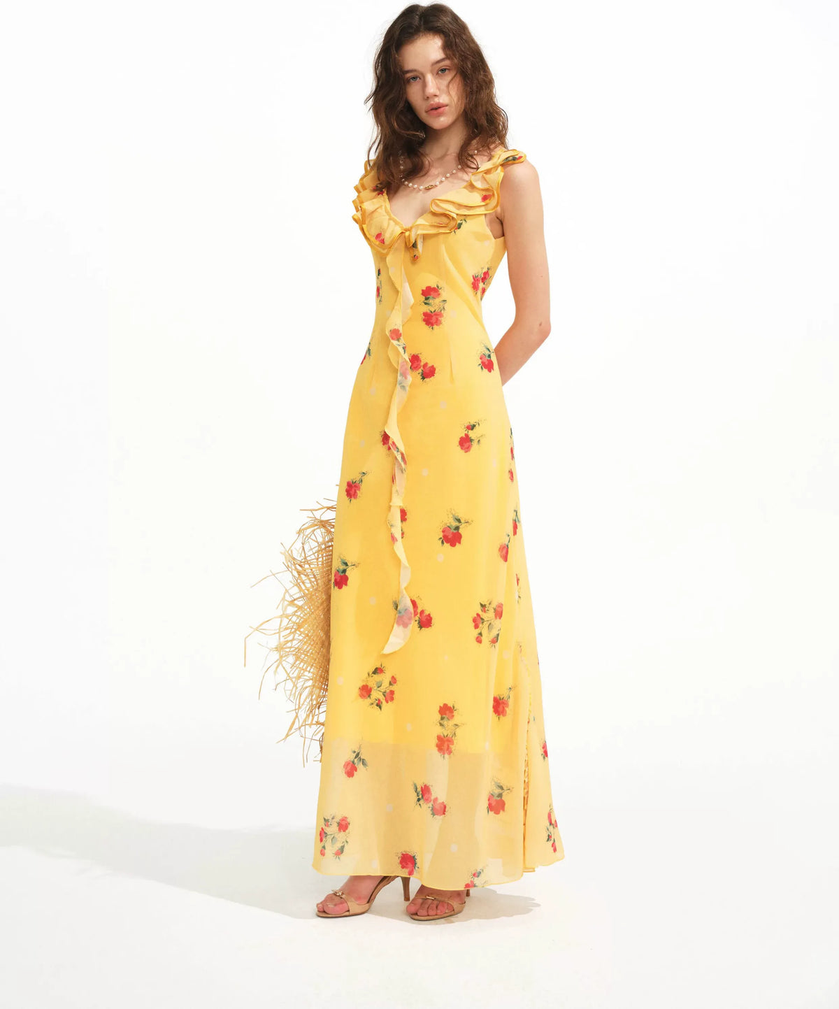 Floral Ruffle Reversible Maxi Dress