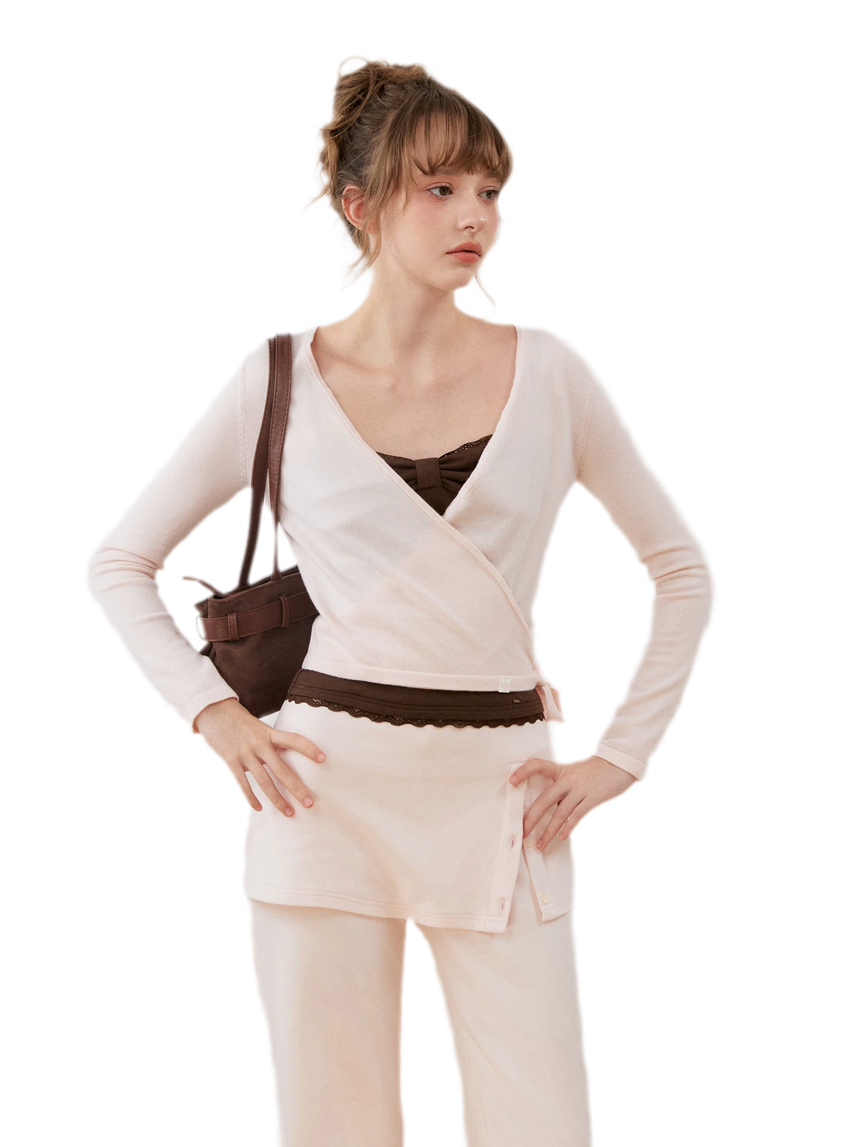 Silk Wool Wrap Knit Top