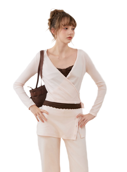 Silk Wool Wrap Knit Top