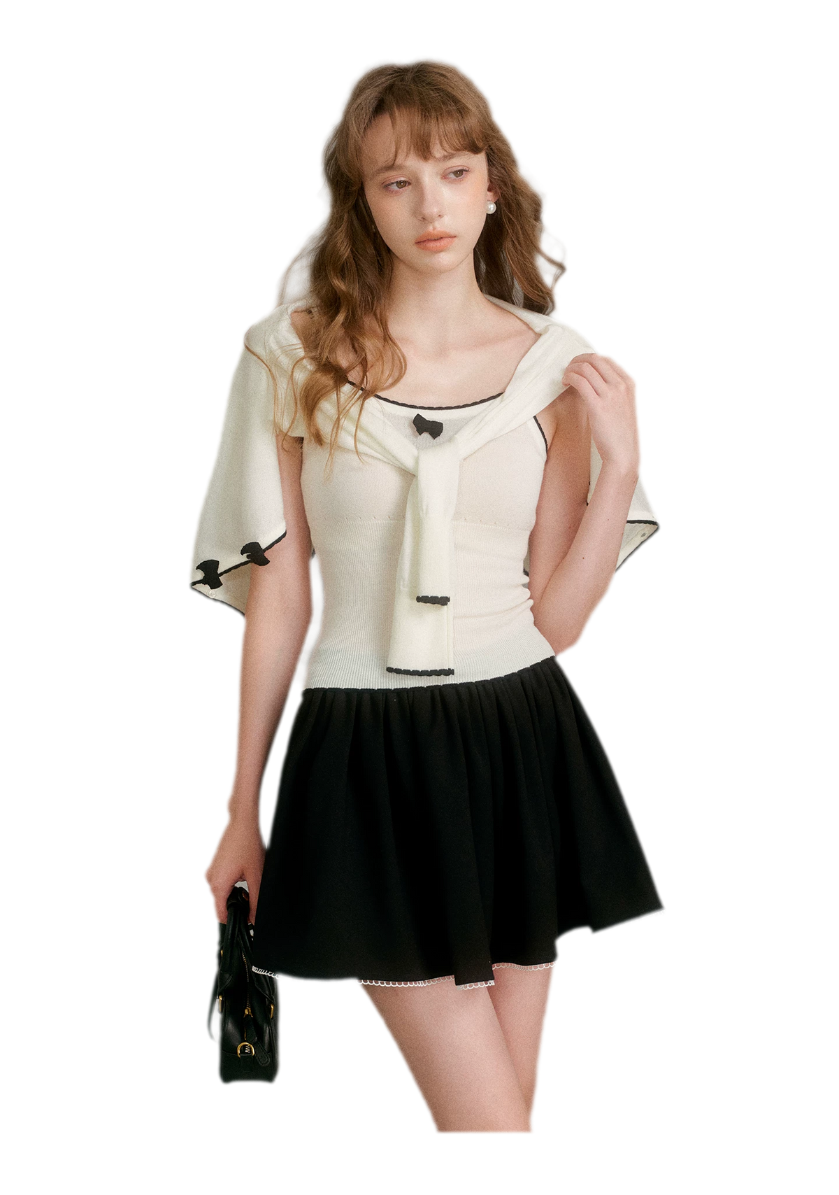 Wool Bow Trim Knit Set