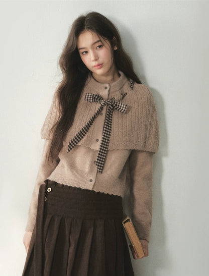 Cable Knit Cape Cardigan Set
