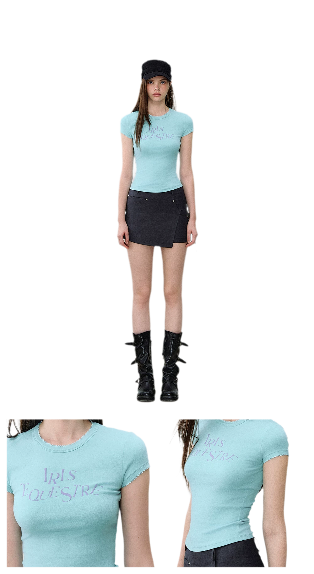 Tencel-Cotton Letter Print Slim T-Shirt