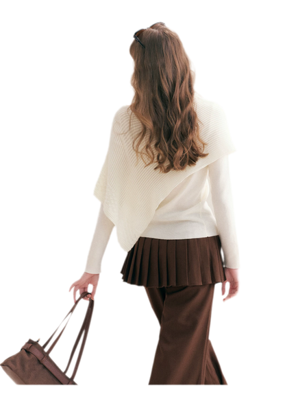 Diagonal Shawl Knit Sweater