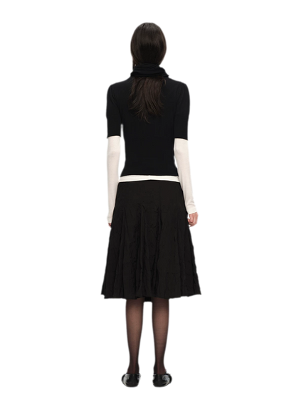 Wool-Blend Scarf-Neck Knit Top