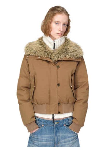 Glänzende kurze Daunen-Steppjacke