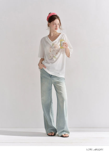 Starry Crystal Wide-Leg High-Waist Jeans
