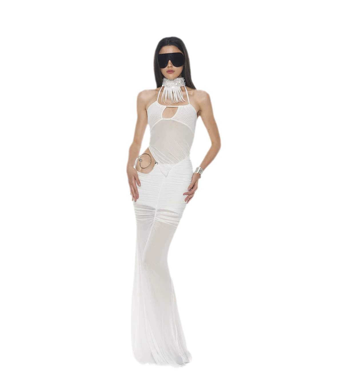 Silver Ring Mesh Dress