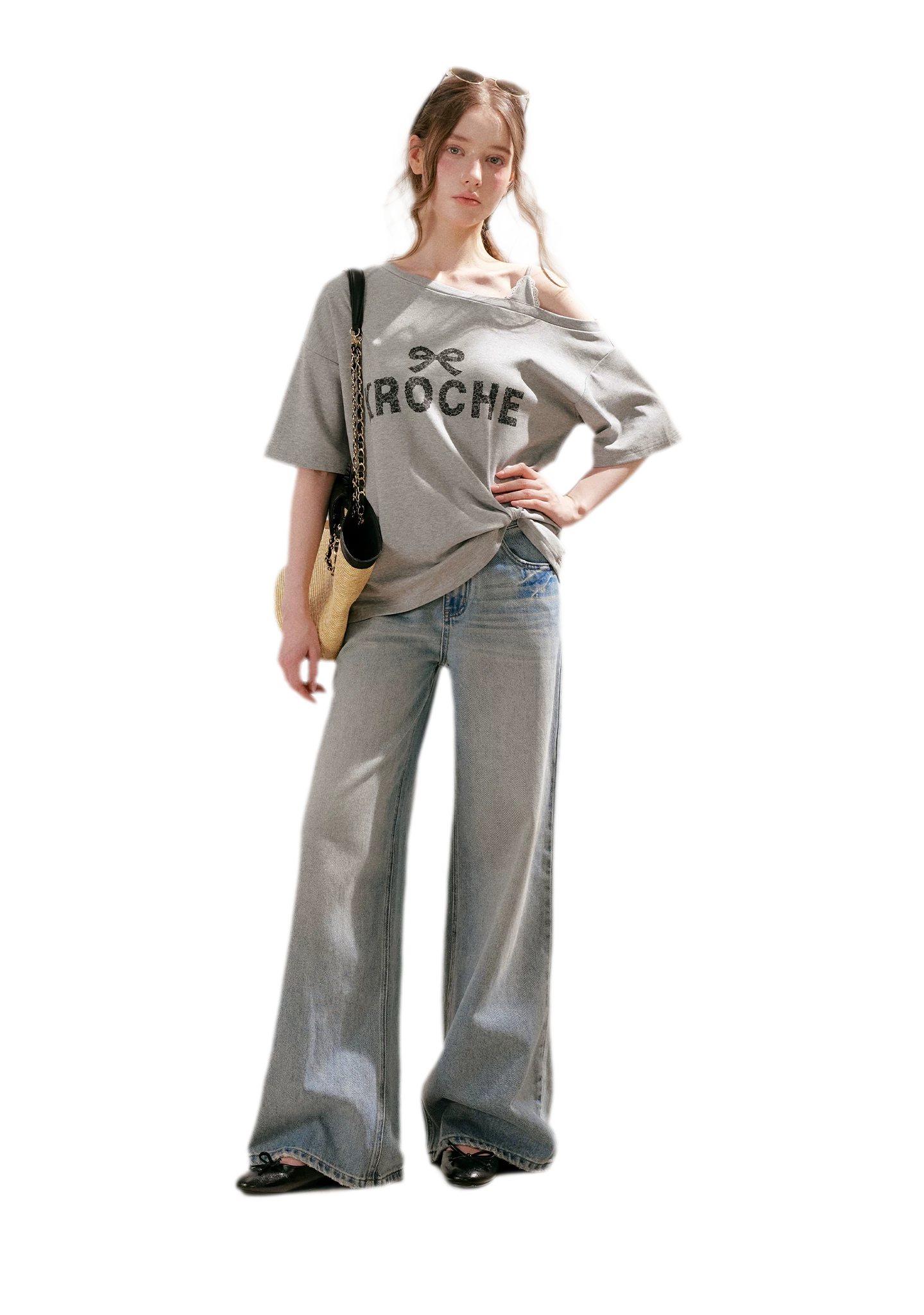 Off-Shoulder Logo T-Shirt