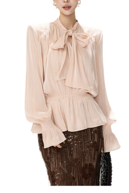 Pearlescent Tie Waist Blouse