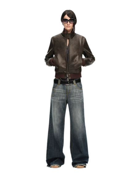 Matte Cropped Biker Jacket