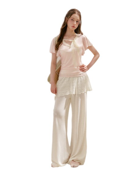 Snowflake Tencel Linen Lace T-shirt