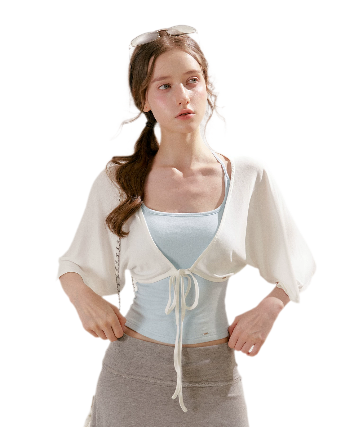 Airy Cloud Feel Halter U-Neck Vest and Batwing