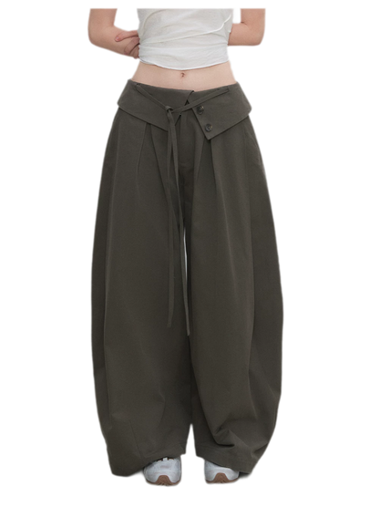 Lyocell Pleated Wide-Leg Trousers