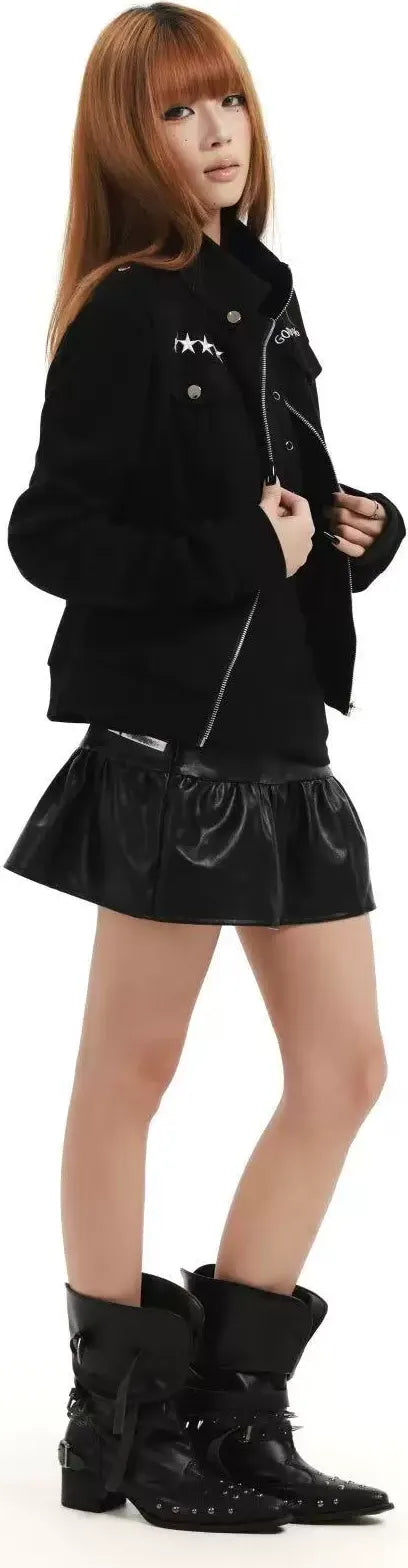 Veste en daim ajustée brodée