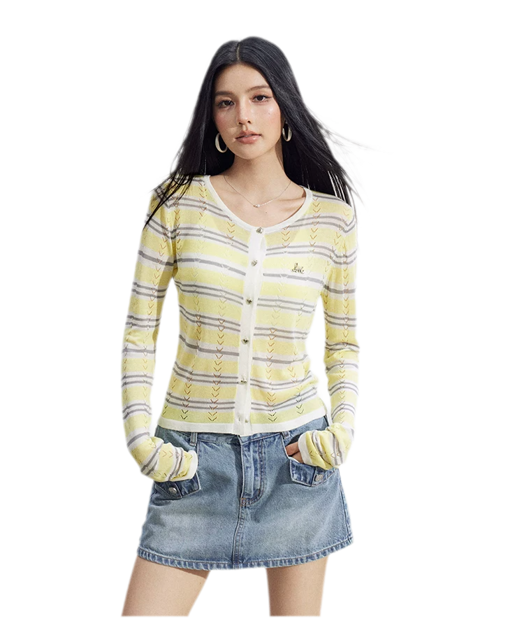 Striped Ice Silk Cardigan