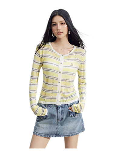 Striped Ice Silk Cardigan