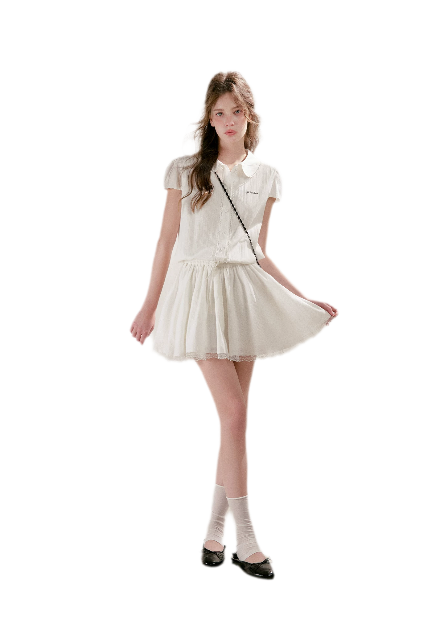 Lace Trim Shirt Dress