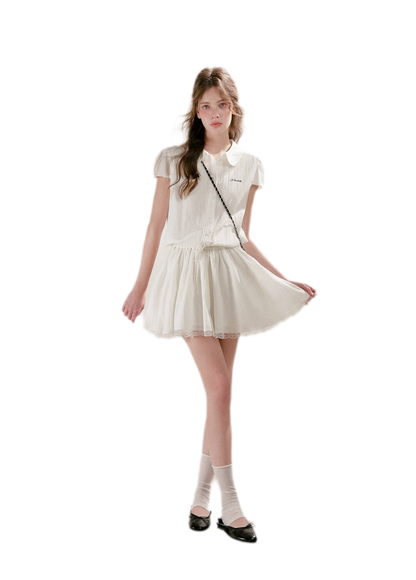 Lace Trim Shirt Dress