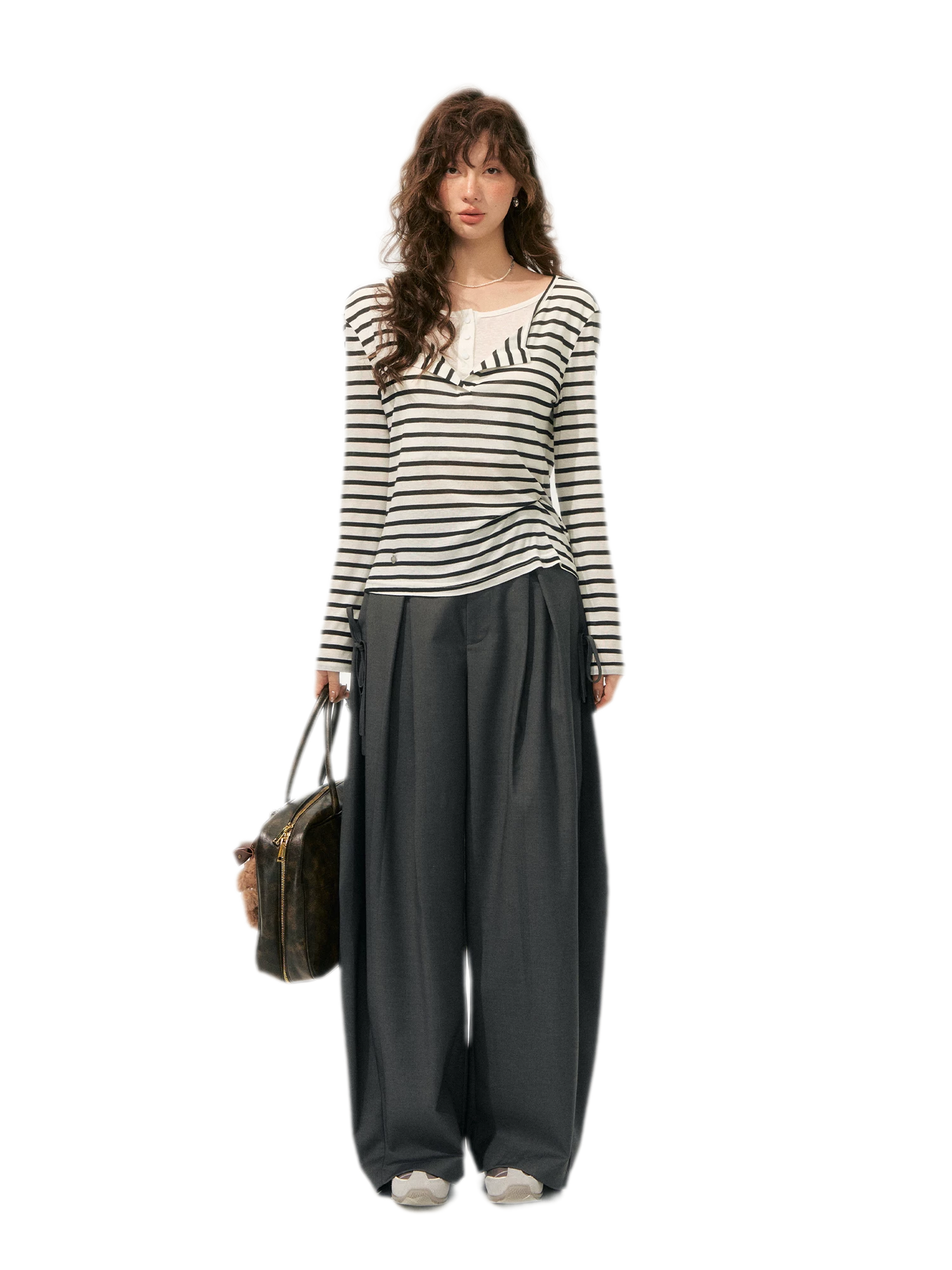 Layered Striped Knit T-Shirt