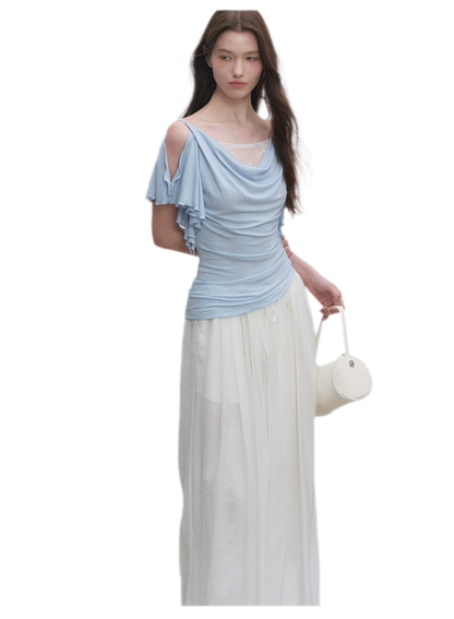 Tencel Lace Cowl Neck Top