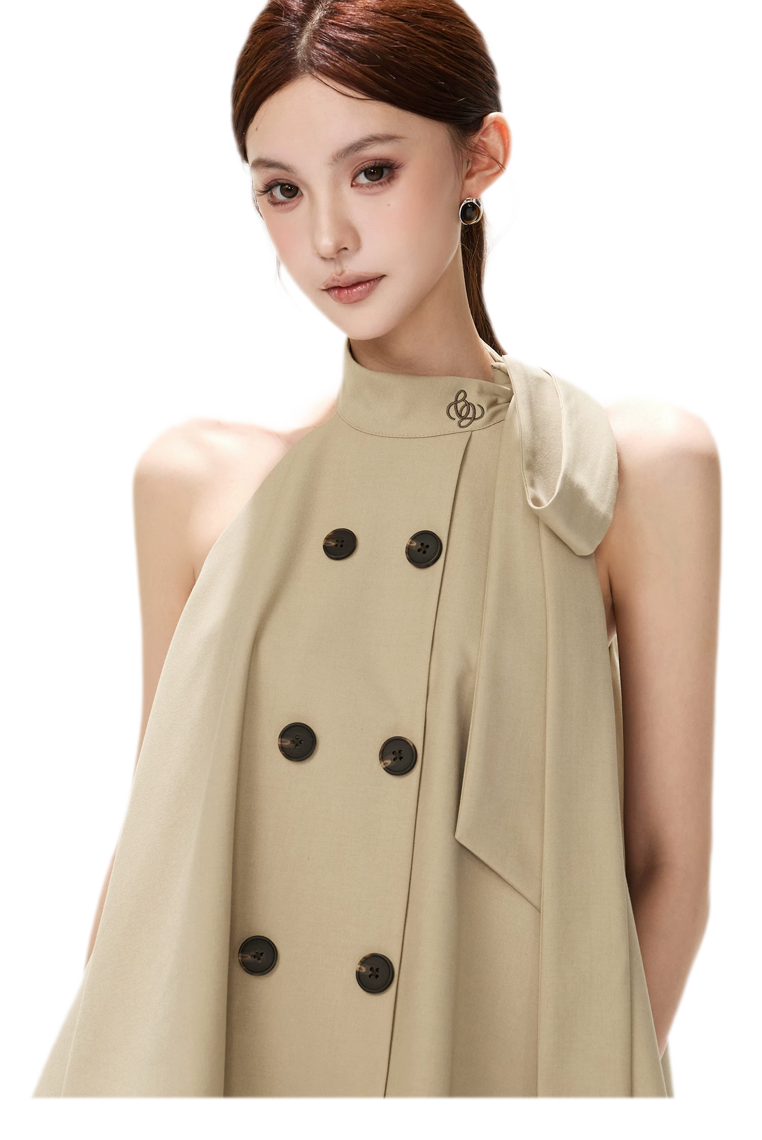 Twill Asymmetric Halter Top