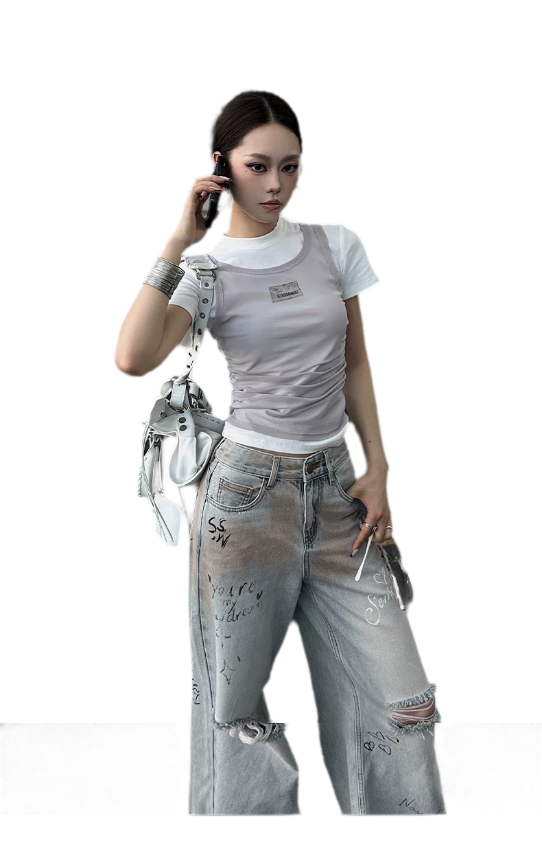 Layered Ruched Cropped T-Shirt