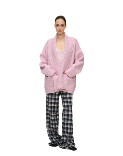 Brushed Plaid Wide-Leg Pants