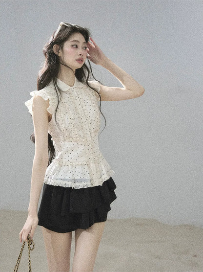 Polka Dot Ruffle Blouse