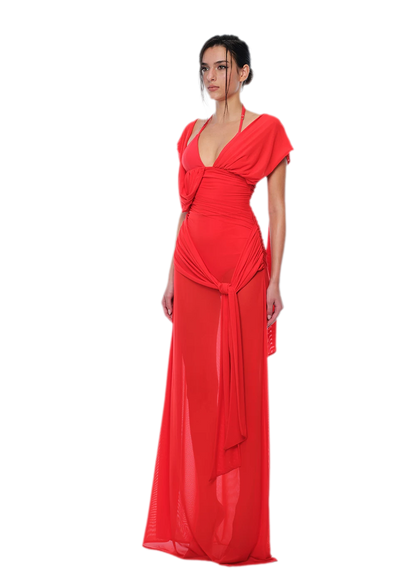 Robe en tulle transparent dos nu
