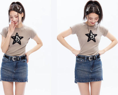 Star Applique Slim T-Shirt