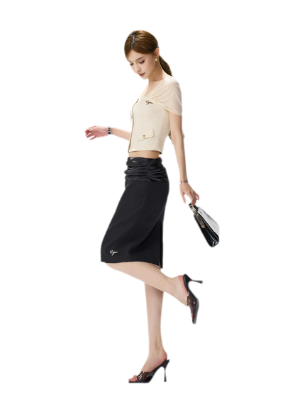 Square Neck Mesh Sleeve Top