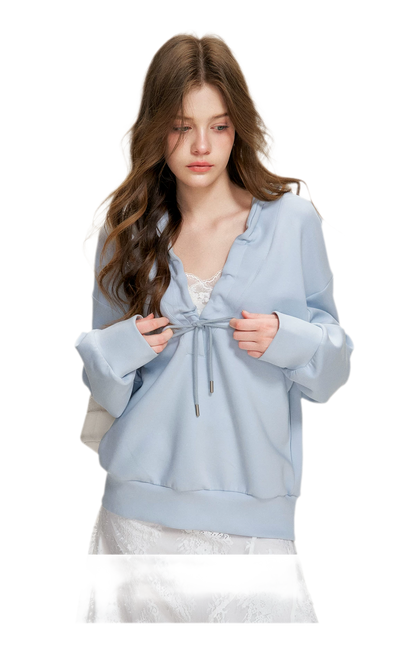 Cotton-Feel Ruched Oversized Hoodie