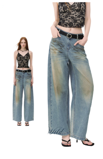 Denim Halter Top and Wide-Leg Jeans Set