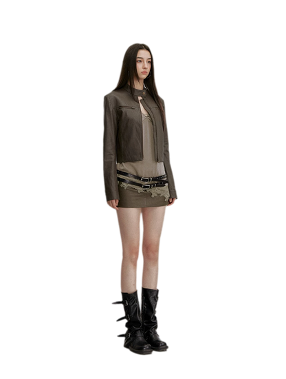 Mocha Brown A-Line Mini Skirt