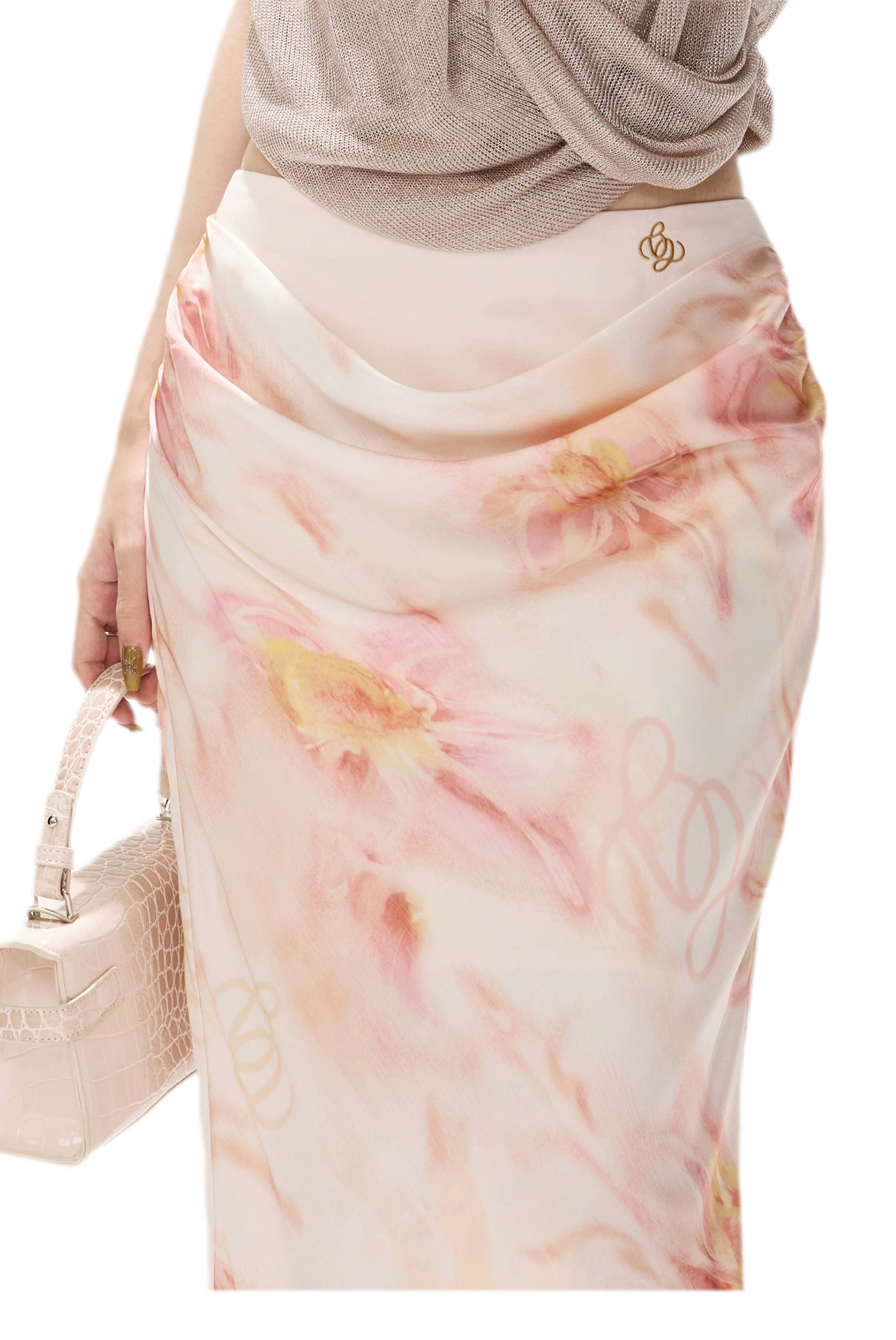 Floral Satin Mermaid Skirt