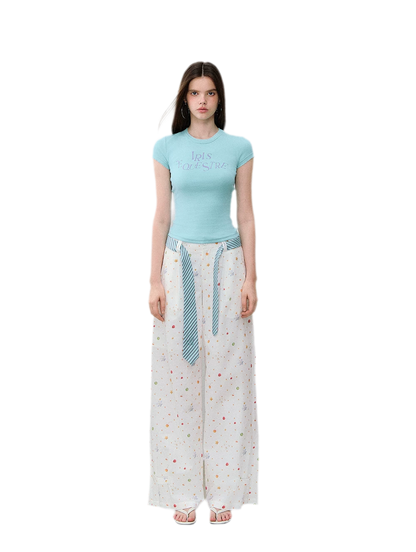 Printed Wide-Leg Pants