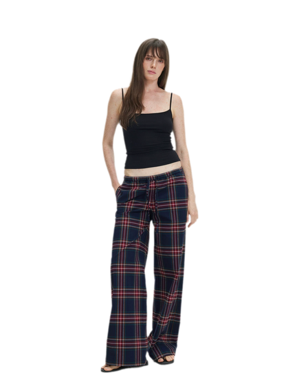 Vintage Plaid Low-Rise Bottoms