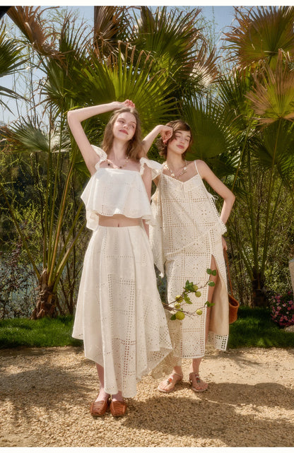 Clear White Embroidered Cotton Set