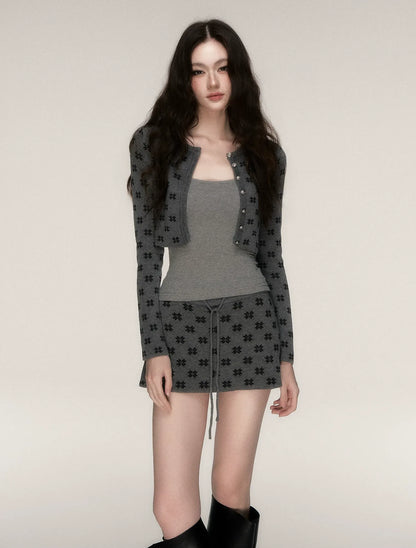 Jacquard Cropped Knit Set
