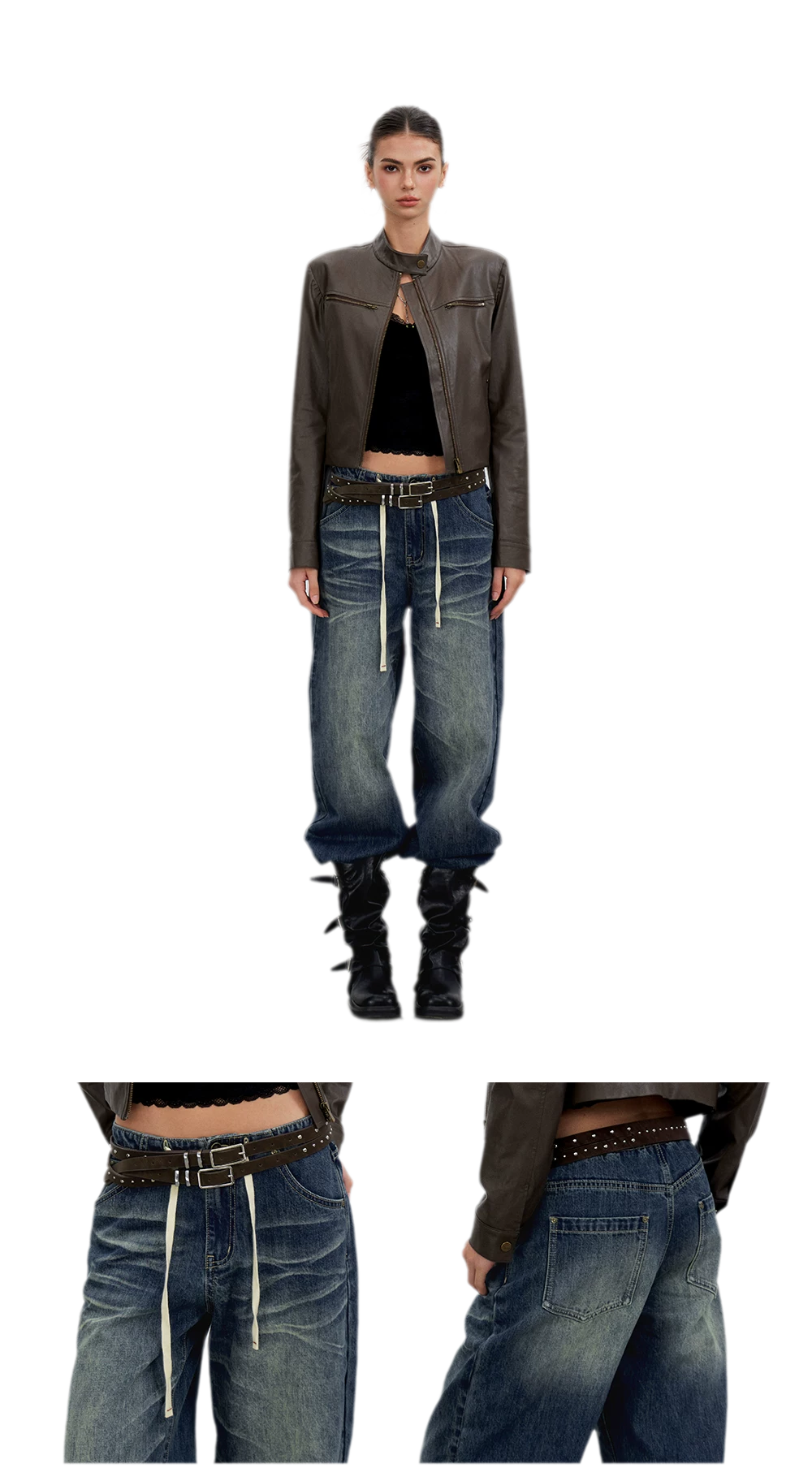 Vintage Wash Wide-Leg Jeans