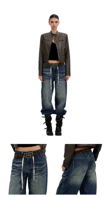 Vintage Wash Wide-Leg Jeans