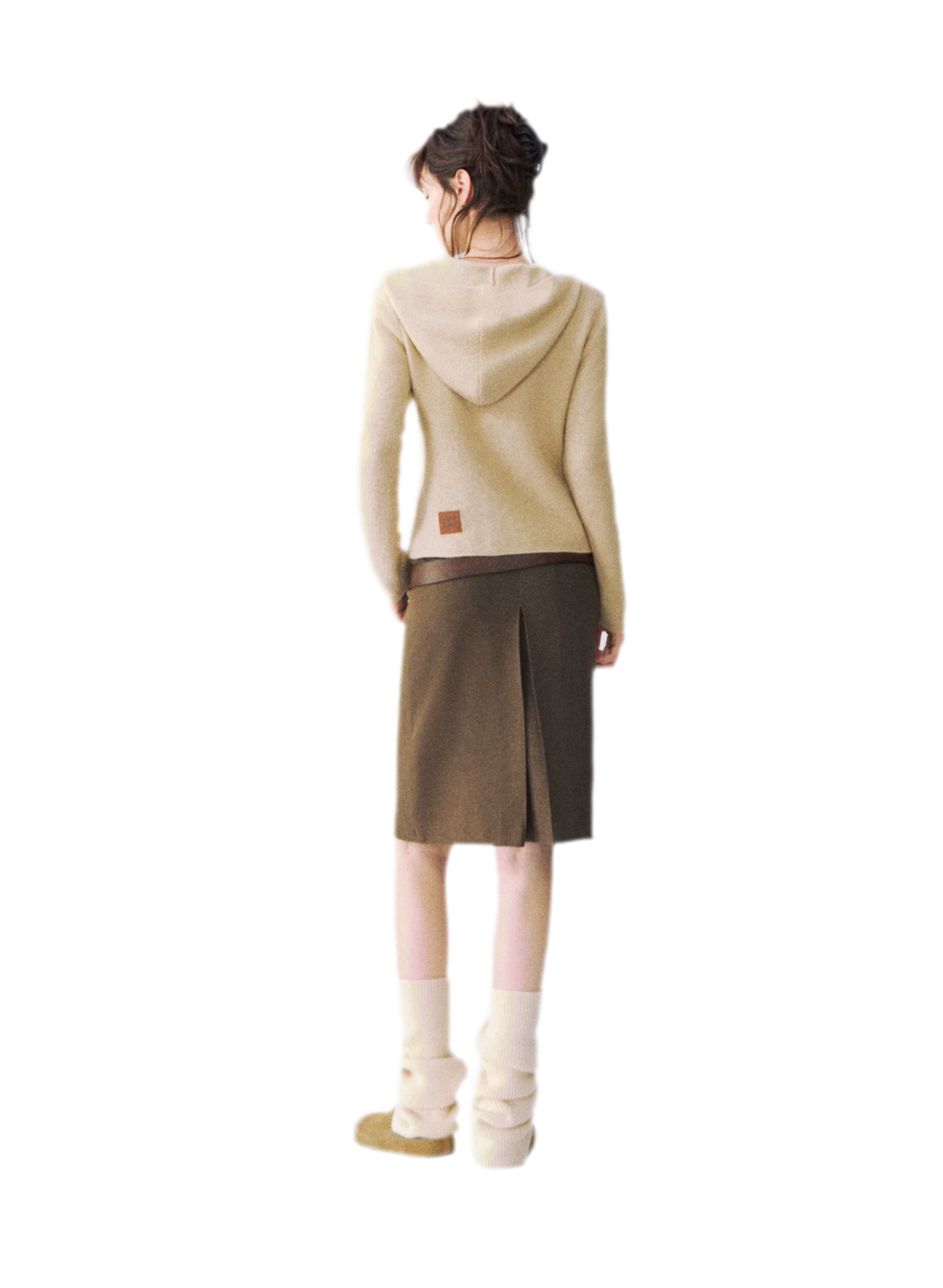 Cardigan en maille à capuche moucheté