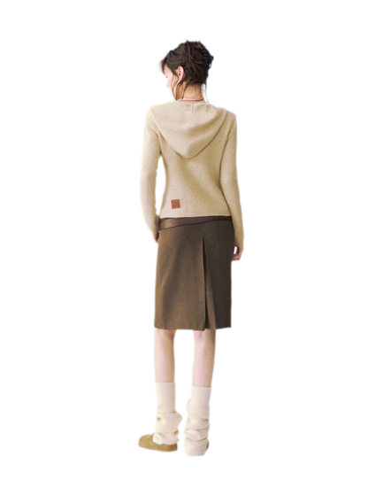 Cardigan en maille à capuche moucheté