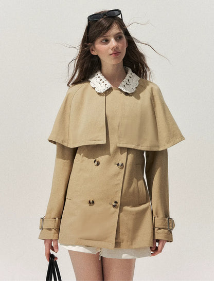 Crochet Cape Trench Coat