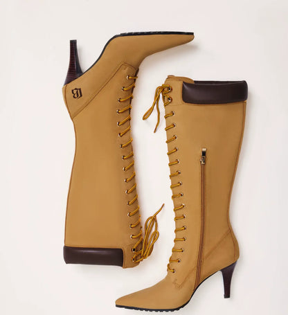 Frosted Pointed-Toe High Boots