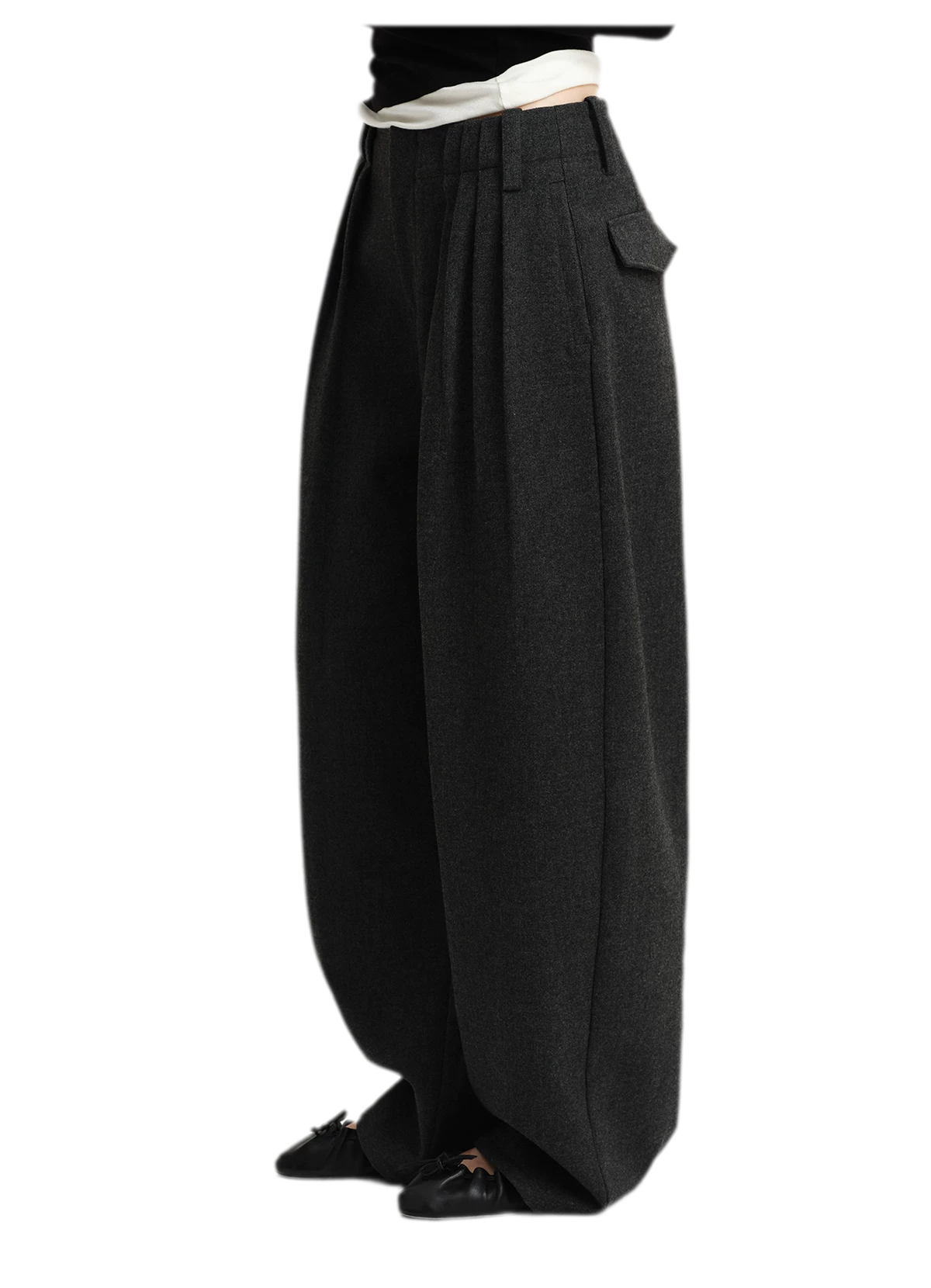 Wool Blend Pleated Wide-Leg Trousers — Load image 10 in gallery view
