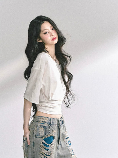 Asymmetric Beaded Off-Shoulder Top